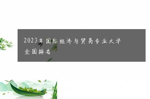 2023年国际经济与贸易专业大学全国排名