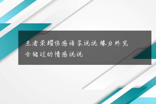 王者荣耀伤感语录说说 缘分终究会错过的情感说说