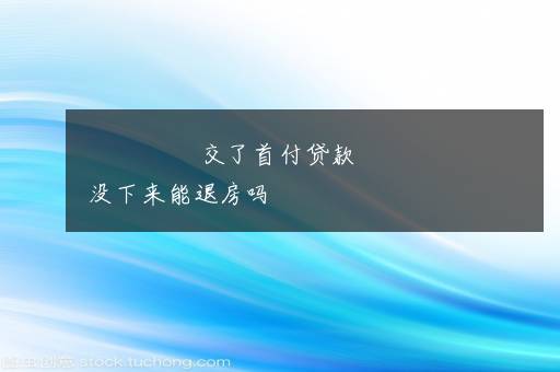 交了首付贷款没下来能退房吗