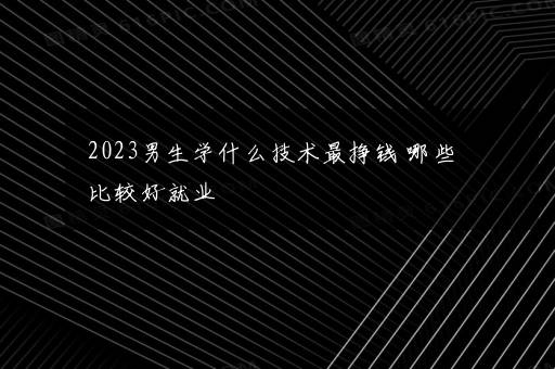 2023男生学什么技术最挣钱 哪些比较好就业