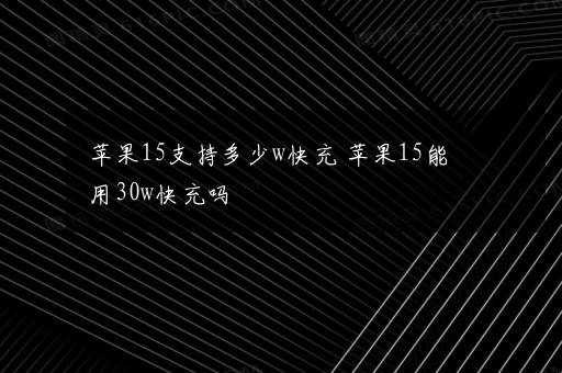 苹果15支持多少w快充 苹果15能用30w快充吗