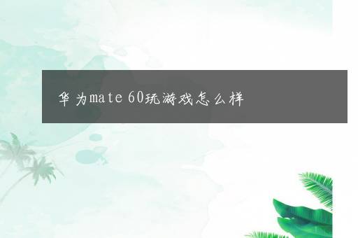 华为mate 60玩游戏怎么样