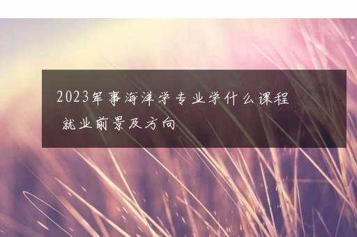 2023军事海洋学专业学什么课程 就业前景及方向