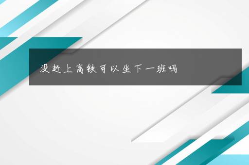 没赶上高铁可以坐下一班吗