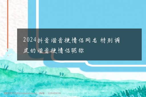 2024抖音谐音梗情侣网名 特别调皮的谐音梗情侣昵称