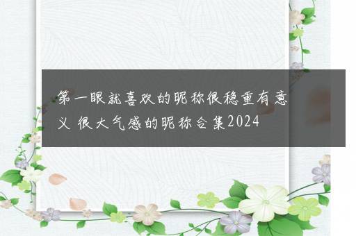 第一眼就喜欢的昵称很稳重有意义 很大气感的昵称合集2024