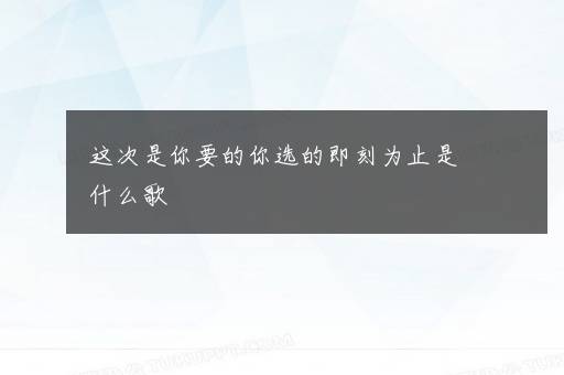 这次是你要的你选的即刻为止是什么歌