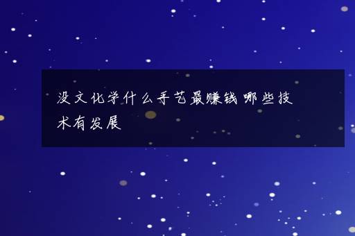 没文化学什么手艺最赚钱 哪些技术有发展