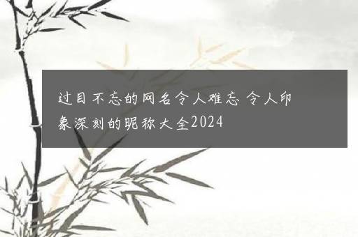 过目不忘的网名令人难忘 令人印象深刻的昵称大全2024