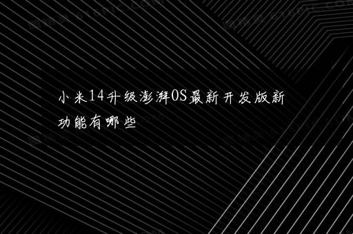 小米14升级澎湃OS最新开发版新功能有哪些