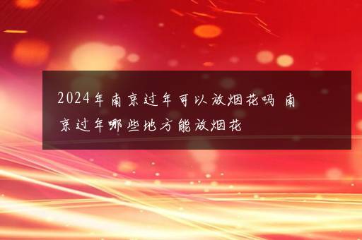 2024年南京过年可以放烟花吗 南京过年哪些地方能放烟花