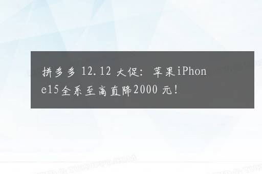 拼多多 12.12 大促：苹果iPhone15全系至高直降2000+元！