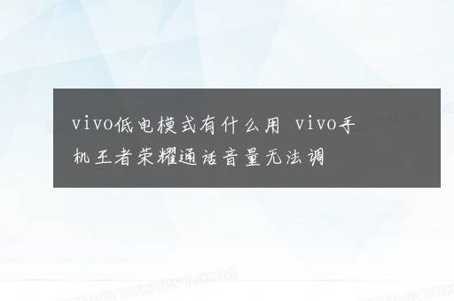 vivo低电模式有什么用  vivo手机王者荣耀通话音量无法调