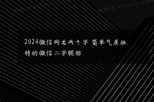 2024微信网名两个字 简单气质独特的微信二字昵称