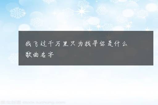 我飞过千万里只为找寻你是什么歌曲名字